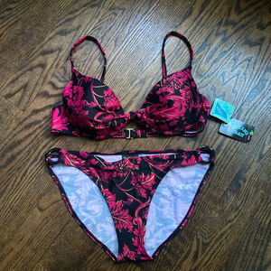 Women's Bikini Bay Swimsuit Size 14 Black and Pink